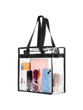 Clear Bag for Stadium Events Approved, 12x6x12 Large Transparent Tote Bag